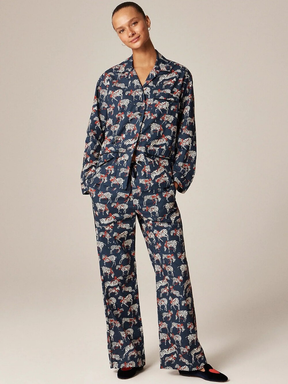 J. Crew Cotton Poplin Pajama Set - Party Animal Print